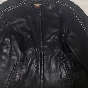 Harley Davidson Leather Jacket Studded Logo/Wings on Back & Sleeves Medium
